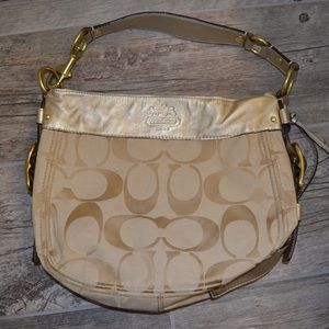 Coach gold signature style hobo bag